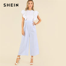 SHEIN Multicolor Elegant Lace Insert Layered Ruffle Mix and Match Jumpsuit Stand Collar Sleeveless Summer Women Casual Jumpsuit