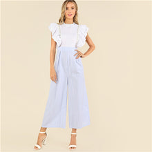 SHEIN Multicolor Elegant Lace Insert Layered Ruffle Mix and Match Jumpsuit Stand Collar Sleeveless Summer Women Casual Jumpsuit